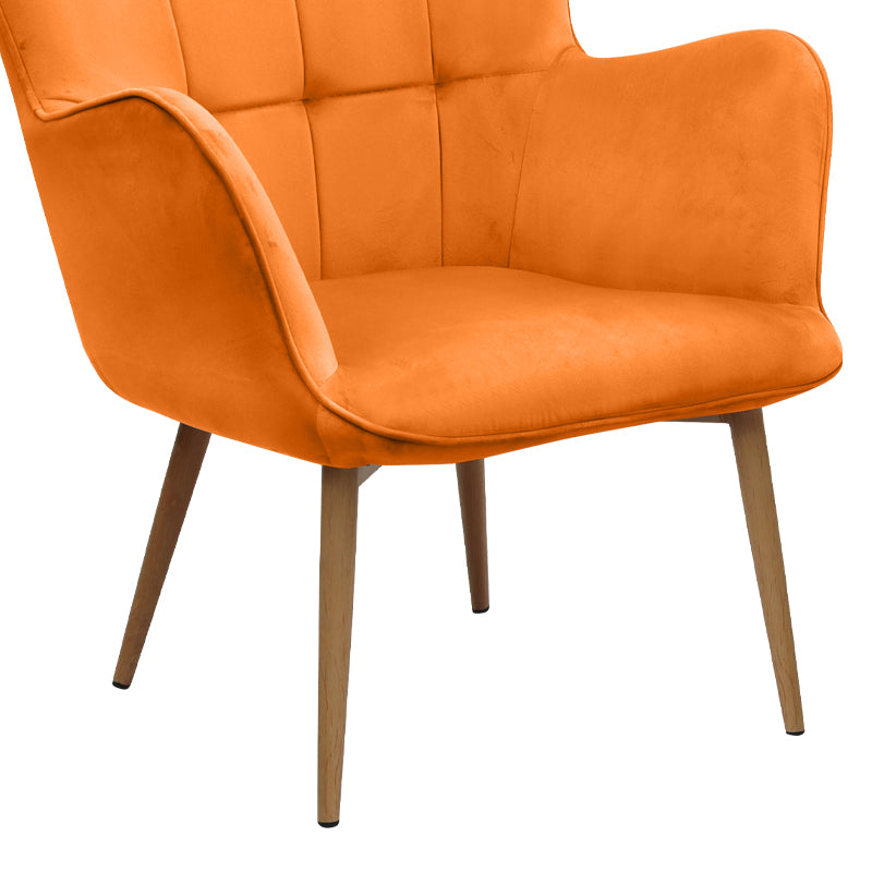 Πολυθρόνα - Μπερζέρα με υποπόδιο Lily Megapap κροκί βελούδο - μεταλλικό πόδι χρώμα φυσικό 70x62x98εκ. - Hippiehome.gr