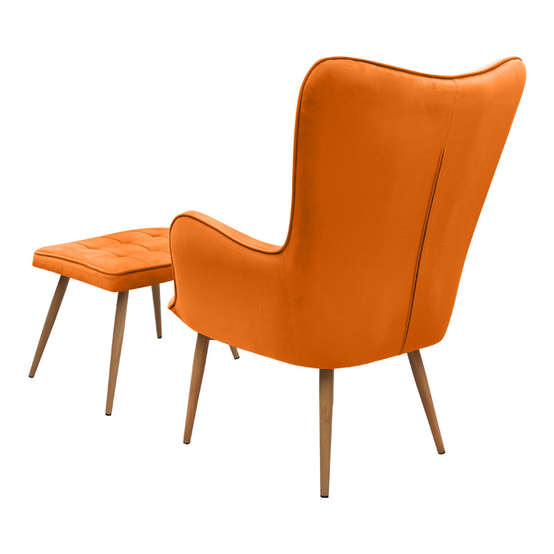 Πολυθρόνα - Μπερζέρα με υποπόδιο Lily Megapap κροκί βελούδο - μεταλλικό πόδι χρώμα φυσικό 70x62x98εκ. - Hippiehome.gr