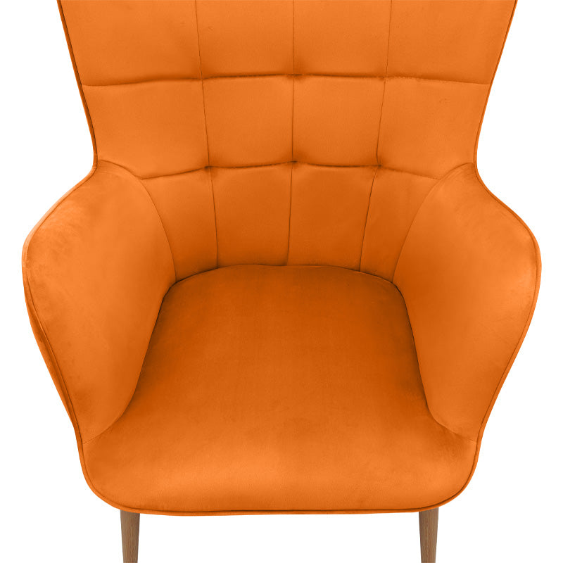 Πολυθρόνα - Μπερζέρα με υποπόδιο Lily Megapap κροκί βελούδο - μεταλλικό πόδι χρώμα φυσικό 70x62x98εκ. - Hippiehome.gr