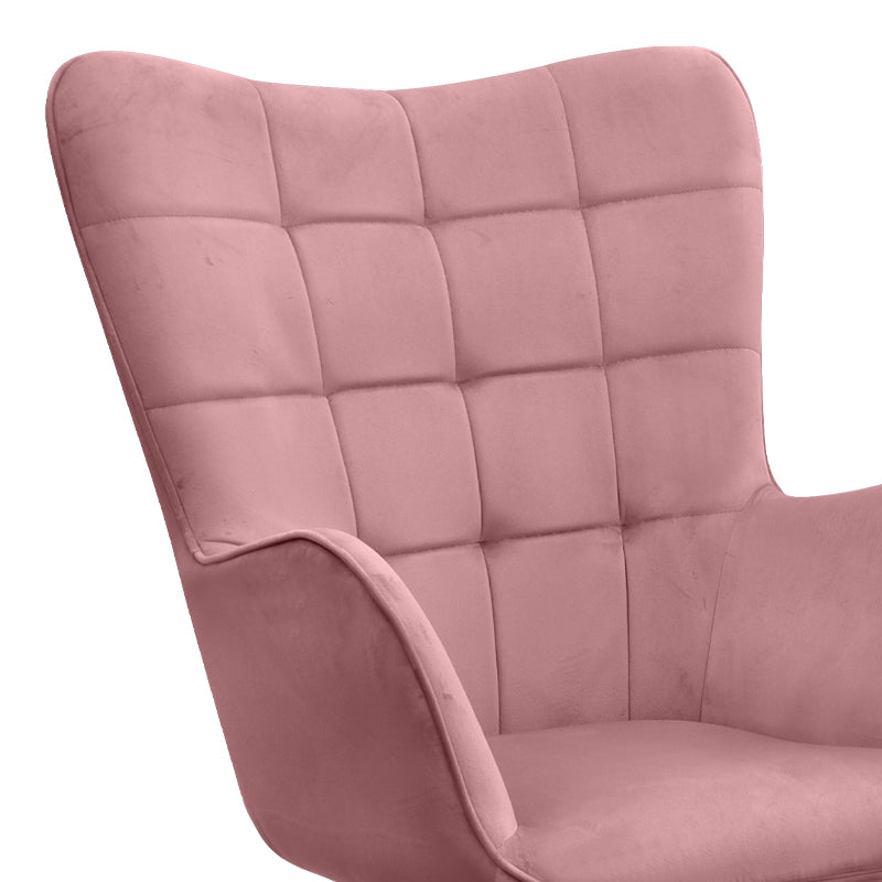 Πολυθρόνα - Μπερζέρα με υποπόδιο Lily Megapap σάπιο μήλο βελούδο - μεταλλικό πόδι χρώμα φυσικό 70x62x98εκ. - Hippiehome.gr