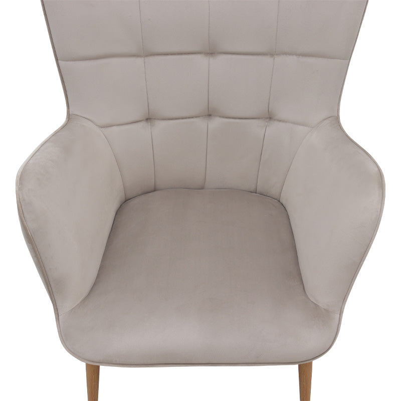 Πολυθρόνα - Μπερζέρα με υποπόδιο Lily Megapap μπεζ βελούδο - μεταλλικό πόδι χρώμα φυσικό 70x62x98εκ. - Hippiehome.gr