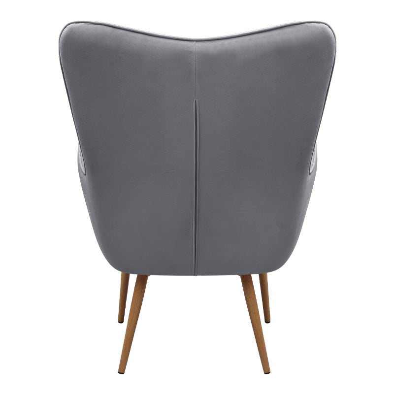 Πολυθρόνα - Μπερζέρα με υποπόδιο Lily Megapap γκρι βελούδο - μεταλλικό πόδι χρώμα φυσικό 70x62x98εκ. - Hippiehome.gr