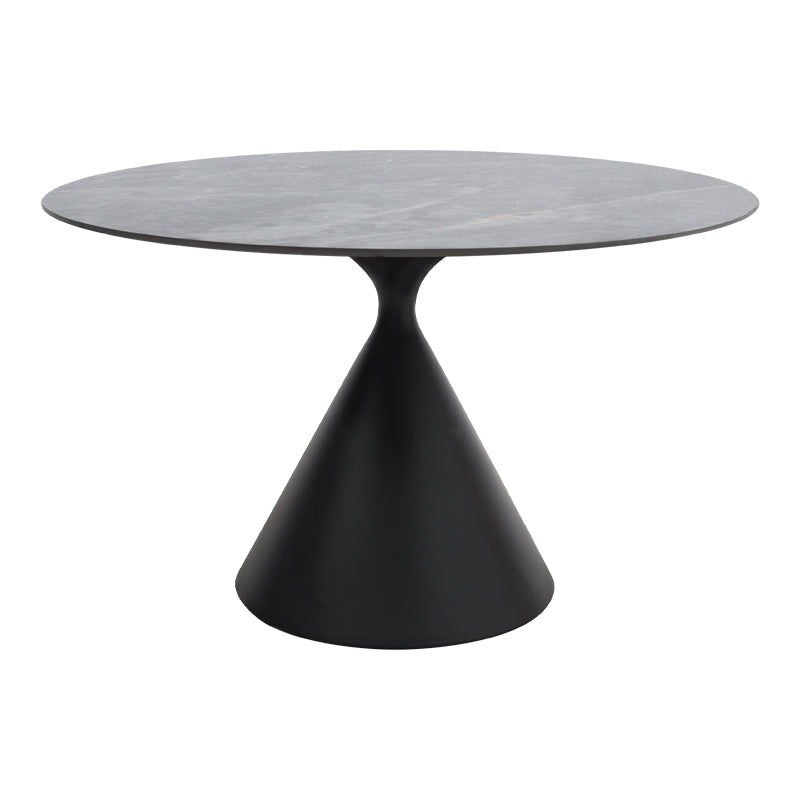 Τραπέζι Logan Megapap sintered stone - μέταλλο χρώμα γκρι εφέ μαρμάρου - μαύρο Ø120x72εκ. - Hippiehome.gr