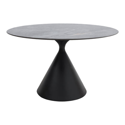 Τραπέζι Logan Megapap sintered stone - μέταλλο χρώμα γκρι εφέ μαρμάρου - μαύρο Ø120x72εκ. - Hippiehome.gr