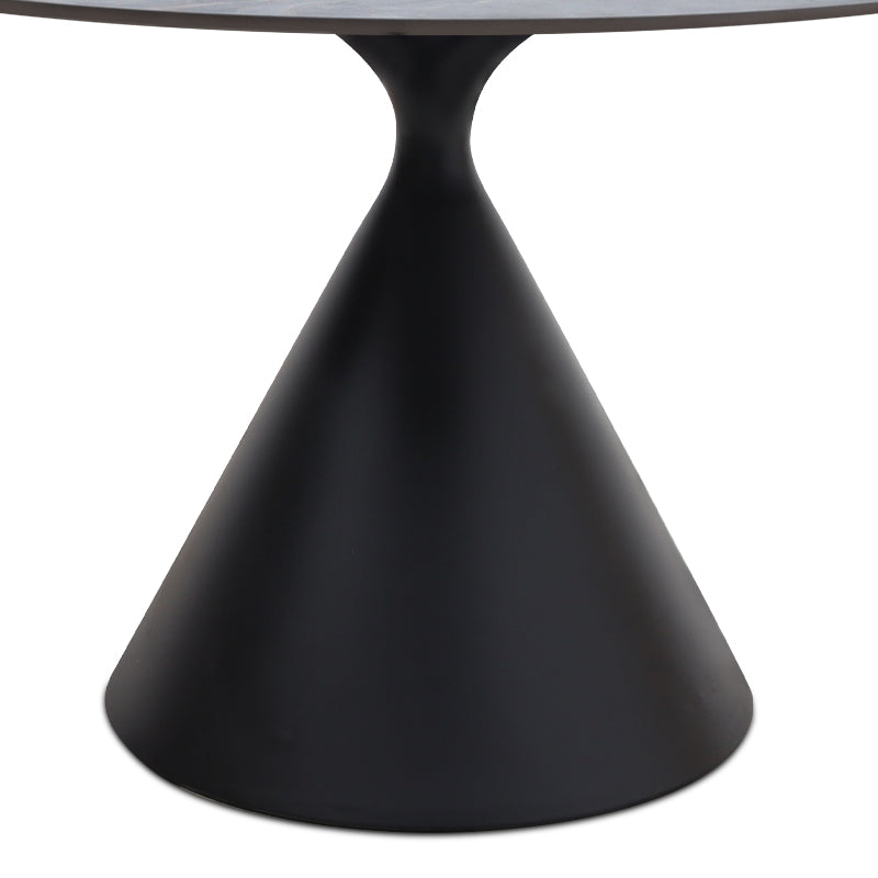 Τραπέζι Logan Megapap sintered stone - μέταλλο χρώμα γκρι εφέ μαρμάρου - μαύρο Ø120x72εκ. - Hippiehome.gr