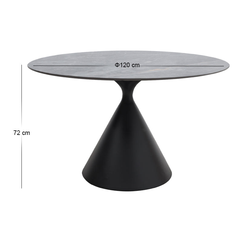 Τραπέζι Logan Megapap sintered stone - μέταλλο χρώμα γκρι εφέ μαρμάρου - μαύρο Ø120x72εκ. - Hippiehome.gr