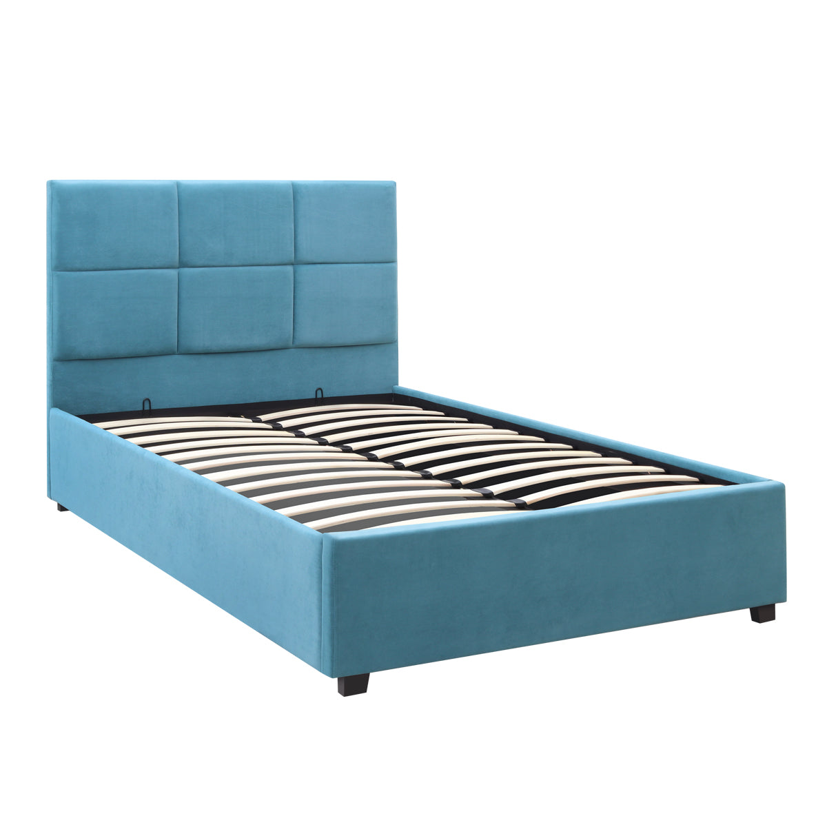 Κρεβάτι Kingston Megapap βελούδινο με αποθηκευτικό χώρο χρώμα γαλάζιο 120x200εκ. - Hippiehome.gr