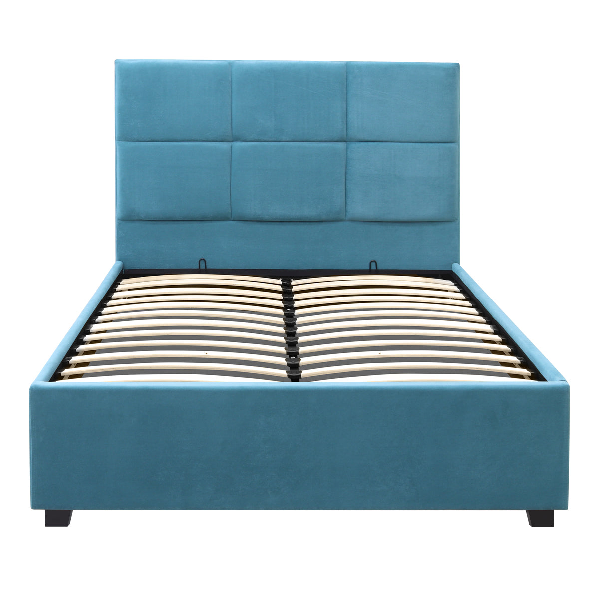 Κρεβάτι Kingston Megapap βελούδινο με αποθηκευτικό χώρο χρώμα γαλάζιο 120x200εκ. - Hippiehome.gr