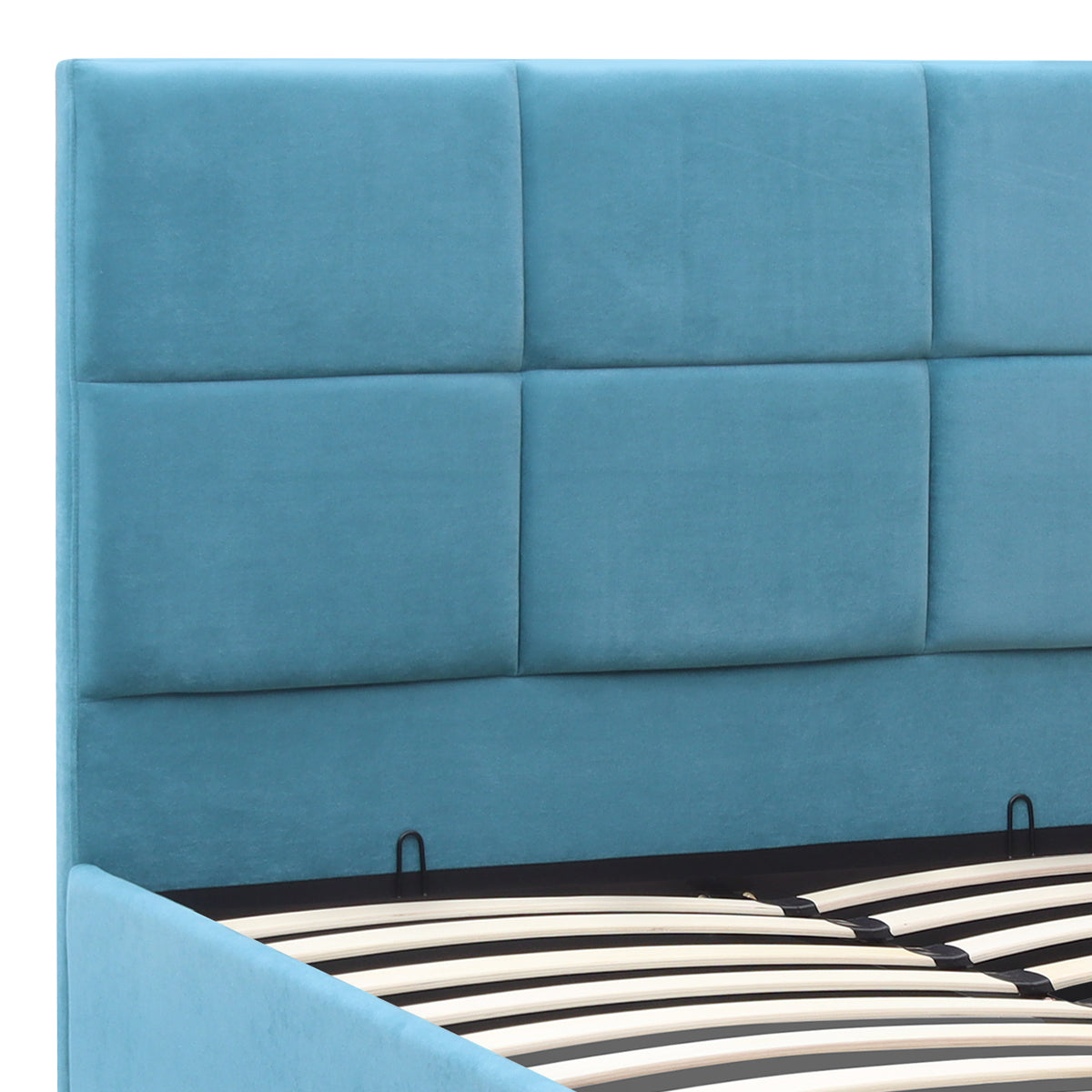 Κρεβάτι Kingston Megapap βελούδινο με αποθηκευτικό χώρο χρώμα γαλάζιο 120x200εκ. - Hippiehome.gr