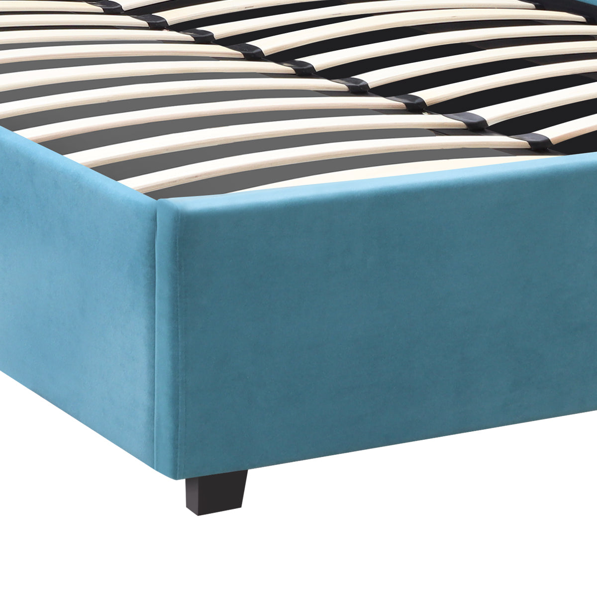 Κρεβάτι Kingston Megapap βελούδινο με αποθηκευτικό χώρο χρώμα γαλάζιο 120x200εκ. - Hippiehome.gr