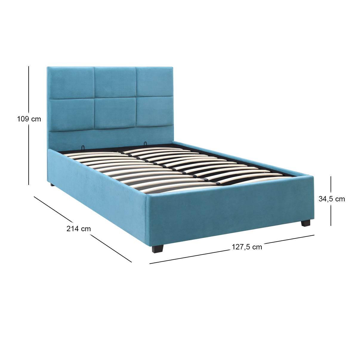 Κρεβάτι Kingston Megapap βελούδινο με αποθηκευτικό χώρο χρώμα γαλάζιο 120x200εκ. - Hippiehome.gr