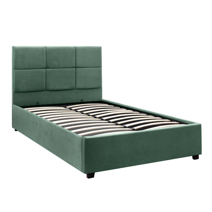 Κρεβάτι Kingston Megapap βελούδινο με αποθηκευτικό χώρο χρώμα κυπαρρισί 120x200εκ. - Hippiehome.gr