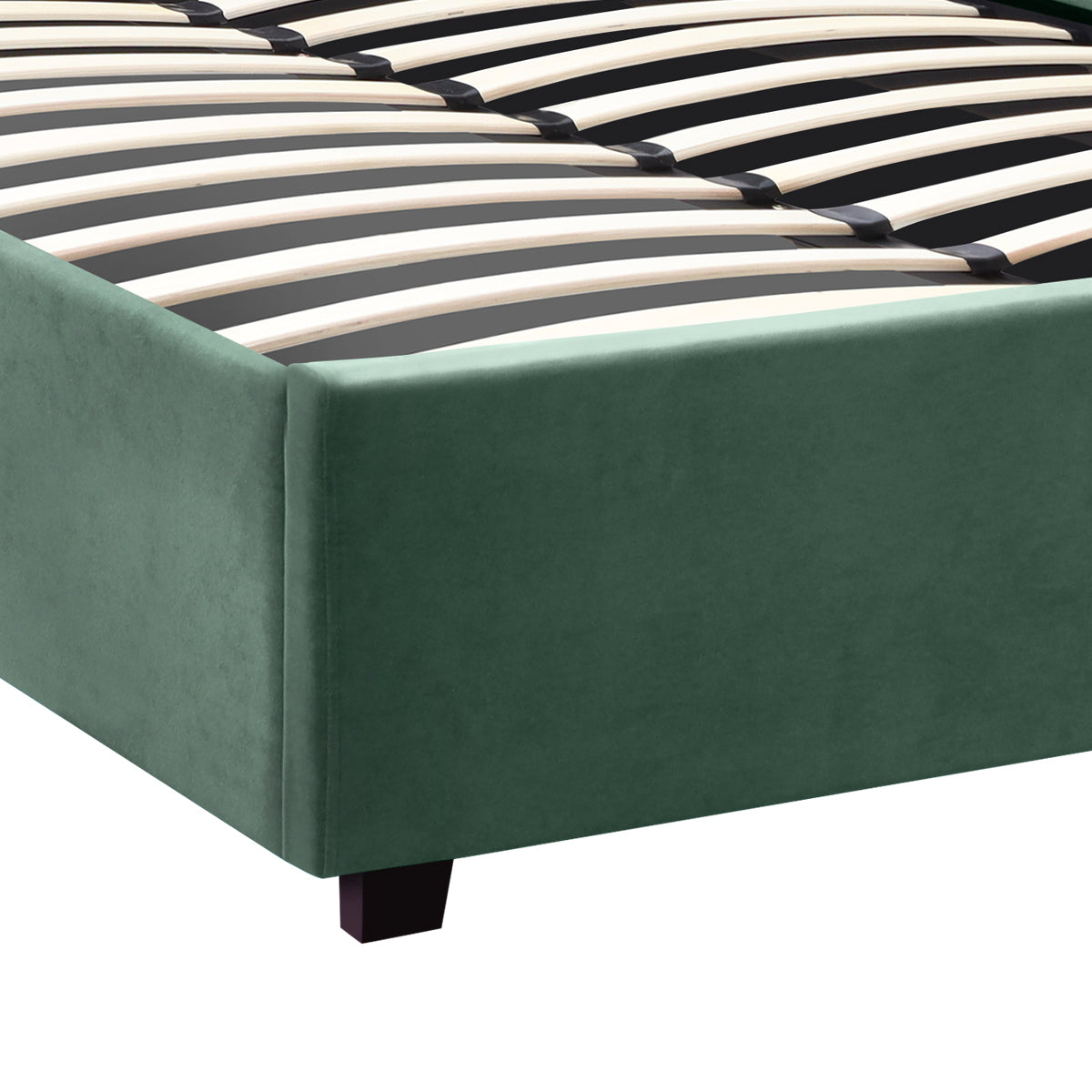 Κρεβάτι Kingston Megapap βελούδινο με αποθηκευτικό χώρο χρώμα κυπαρρισί 120x200εκ. - Hippiehome.gr