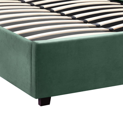 Κρεβάτι Kingston Megapap βελούδινο με αποθηκευτικό χώρο χρώμα κυπαρρισί 120x200εκ. - Hippiehome.gr