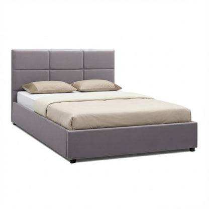 Κρεβάτι Kingston Megapap βελούδινο χρώμα γκρι 150x200εκ. - Hippiehome.gr