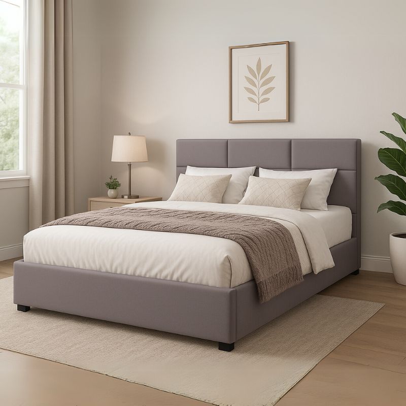 Κρεβάτι Kingston Megapap βελούδινο χρώμα γκρι 150x200εκ. - Hippiehome.gr