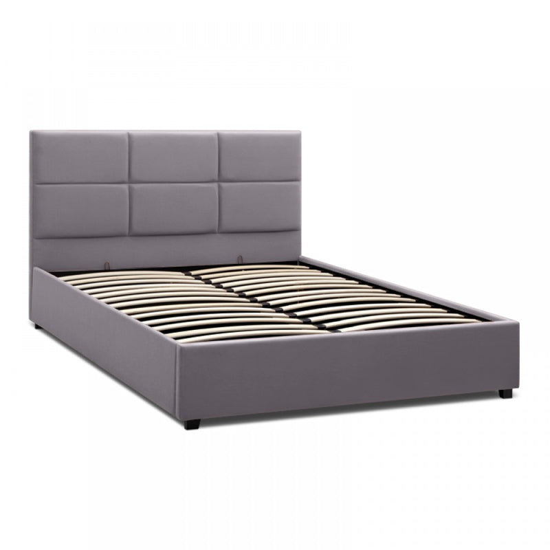 Κρεβάτι Kingston Megapap βελούδινο χρώμα γκρι 150x200εκ. - Hippiehome.gr