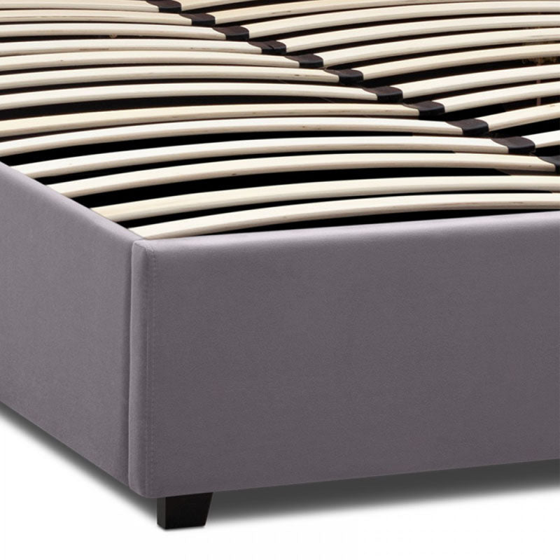 Κρεβάτι Kingston Megapap βελούδινο χρώμα γκρι 150x200εκ. - Hippiehome.gr