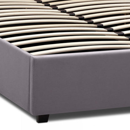 Κρεβάτι Kingston Megapap βελούδινο χρώμα γκρι 150x200εκ. - Hippiehome.gr