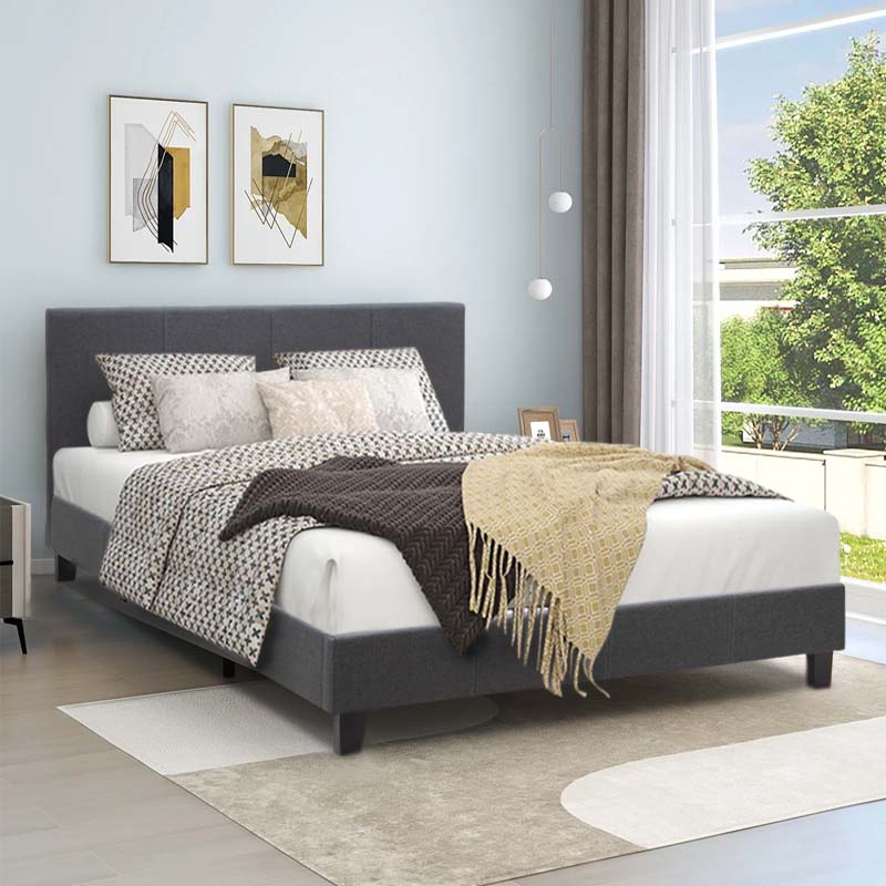 Κρεβάτι Flat Megapap υφασμάτινο χρώμα ανθρακί 150x200εκ. - Hippiehome.gr