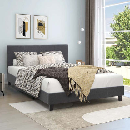 Κρεβάτι Flat Megapap υφασμάτινο χρώμα ανθρακί 150x200εκ. - Hippiehome.gr