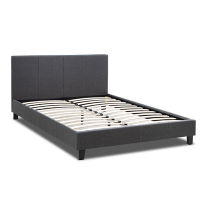 Κρεβάτι Flat Megapap υφασμάτινο χρώμα ανθρακί 150x200εκ. - Hippiehome.gr