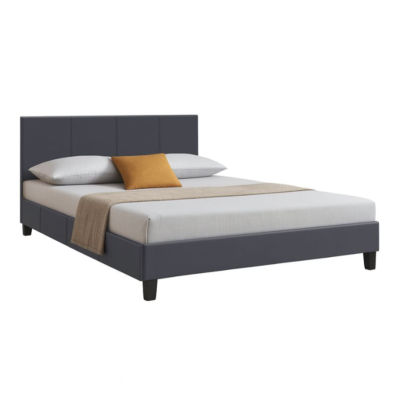 Κρεβάτι Flat Megapap από τεχνόδερμα χρώμα μαύρο ματ 160x200εκ. - Hippiehome.gr