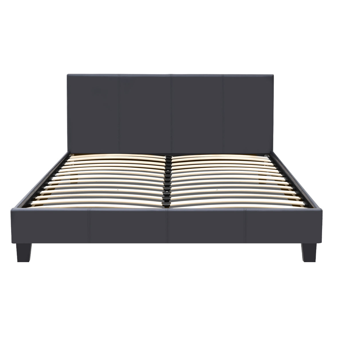 Κρεβάτι Flat Megapap από τεχνόδερμα χρώμα μαύρο ματ 160x200εκ. - Hippiehome.gr