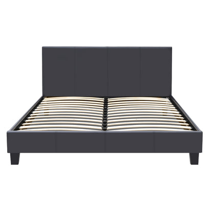 Κρεβάτι Flat Megapap από τεχνόδερμα χρώμα μαύρο ματ 160x200εκ. - Hippiehome.gr