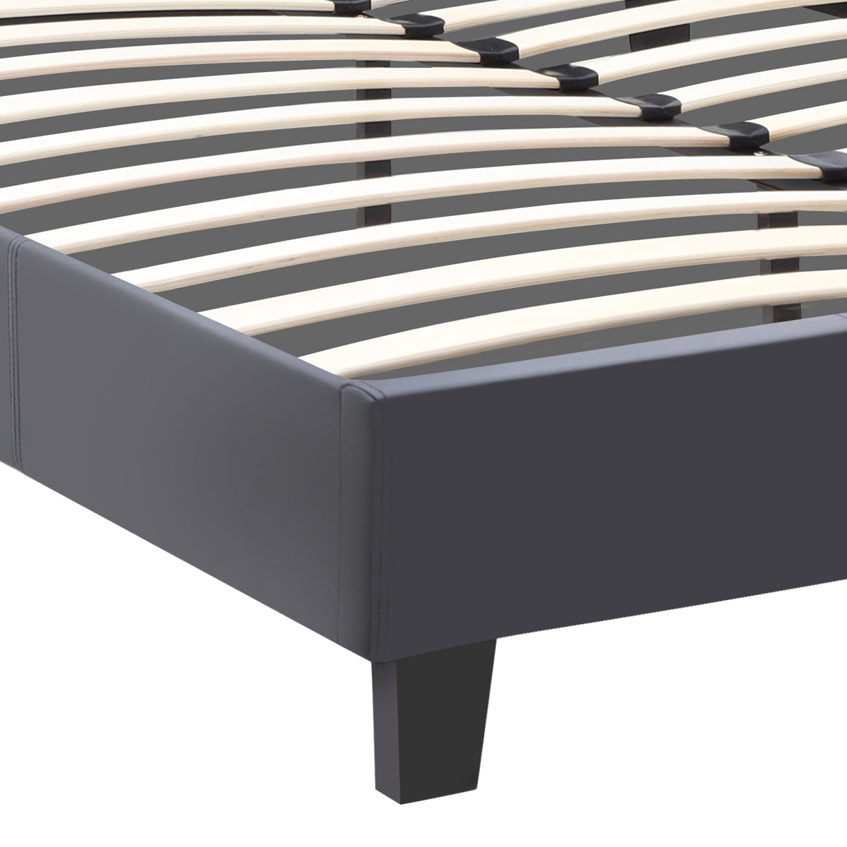 Κρεβάτι Flat Megapap από τεχνόδερμα χρώμα μαύρο ματ 160x200εκ. - Hippiehome.gr