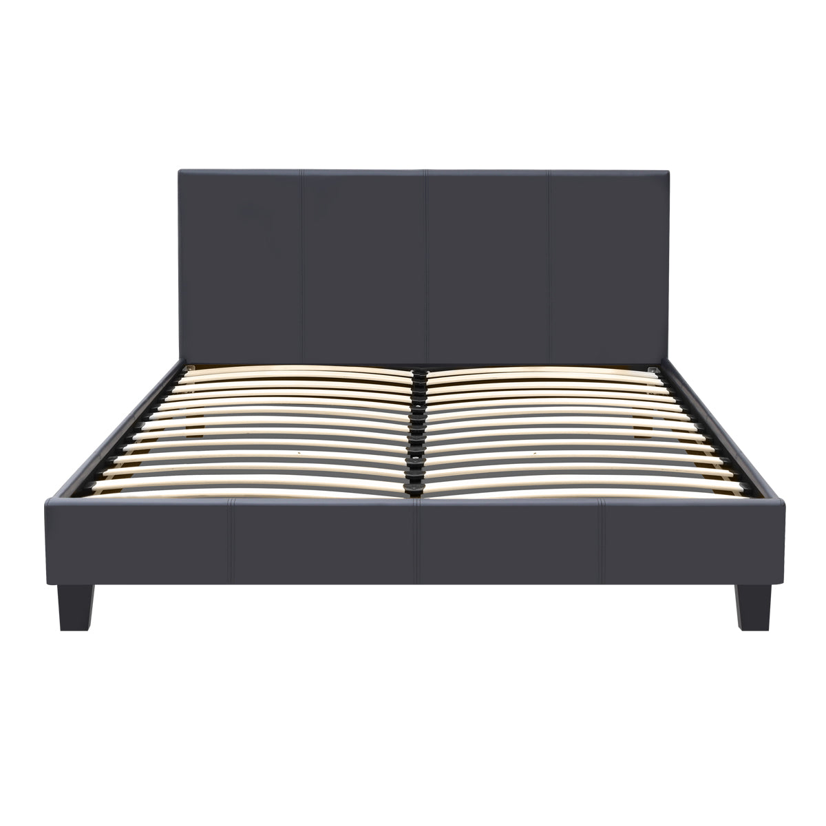 Κρεβάτι Flat Megapap από τεχνόδερμα χρώμα μαύρο ματ 150x200εκ. - Hippiehome.gr