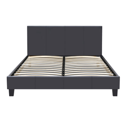 Κρεβάτι Flat Megapap από τεχνόδερμα χρώμα μαύρο ματ 150x200εκ. - Hippiehome.gr