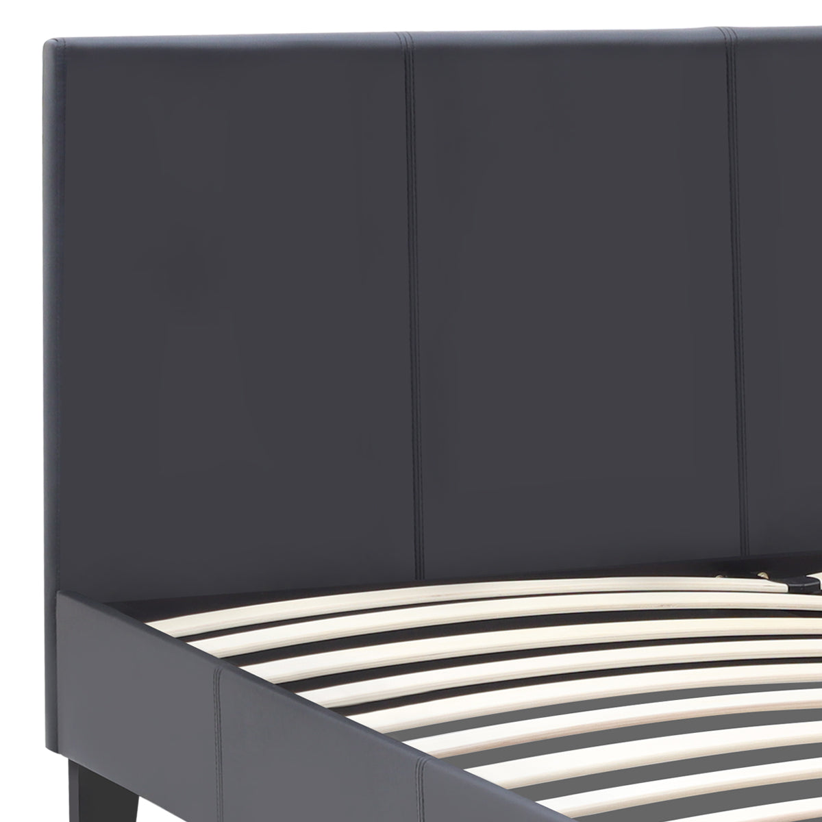 Κρεβάτι Flat Megapap από τεχνόδερμα χρώμα μαύρο ματ 150x200εκ. - Hippiehome.gr