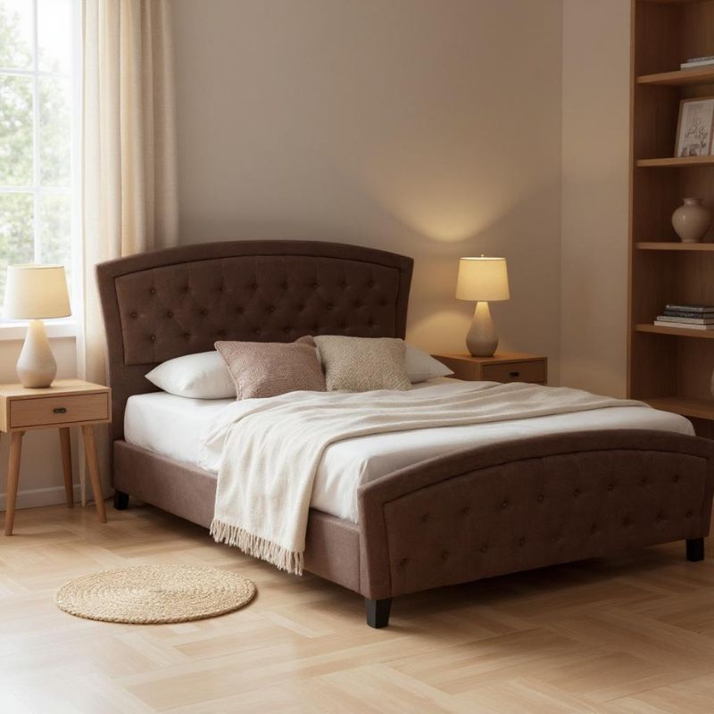 Κρεβάτι Alexia Megapap υφασμάτινο χρώμα καφέ 160x200εκ. - Hippiehome.gr