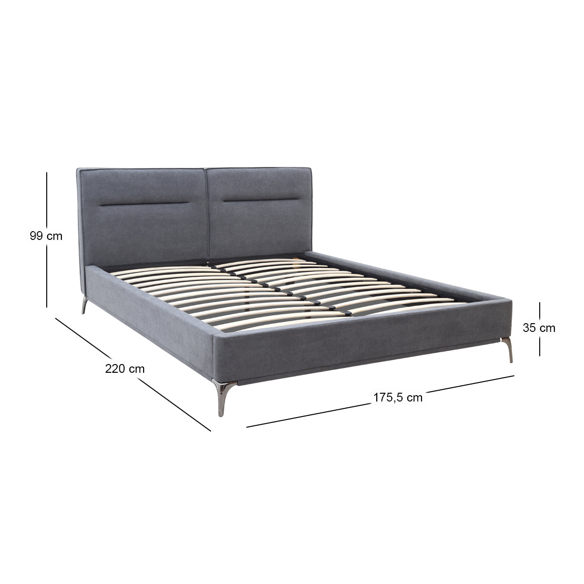 Κρεβάτι Megan Megapap υφασμάτινο χρώμα ανθρακί 160x200εκ. - Hippiehome.gr