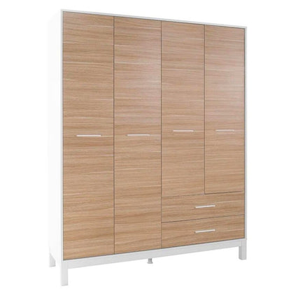 London Megapap four-leaf wardrobe oak color - white 159x52x202cm.