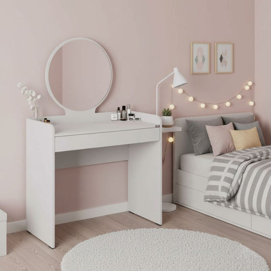 Τουαλέτα με καθρέπτη Curve Megapap χρώμα λευκό 90x47x142εκ. - Hippiehome.gr