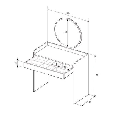Τουαλέτα με καθρέπτη Curve Megapap χρώμα λευκό 90x47x142εκ. - Hippiehome.gr