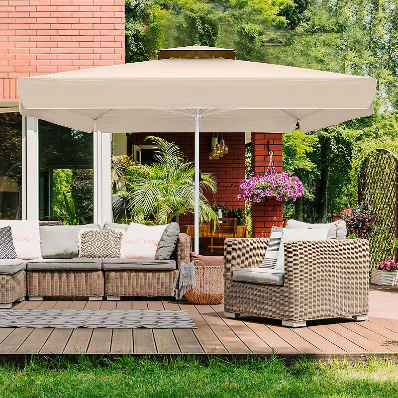 Ομπρέλα επαγγελματική Juno Megapap τηλεσκοπική αλουμινίου χρώμα εκρού 4x4m. - Hippiehome.gr