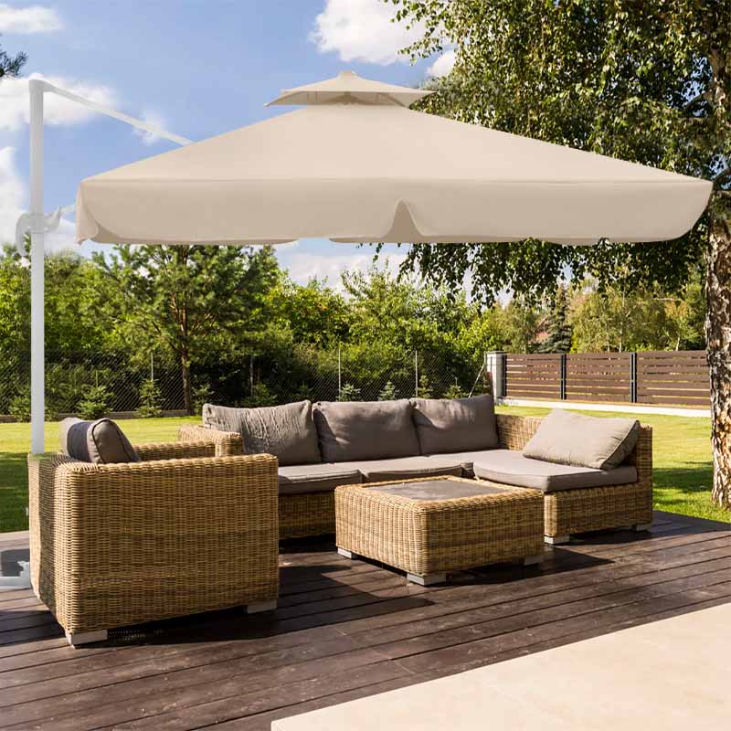 Ομπρέλα κρεμαστή επαγγελματική Pearl Megapap τηλεσκοπική αλουμινίου χρώμα εκρού 3x3m. - Hippiehome.gr