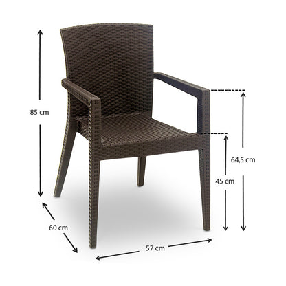 Πολυθρόνα κήπου Bali Megapap από PP χρώμα καφέ 57x60x85εκ. - Hippiehome.gr