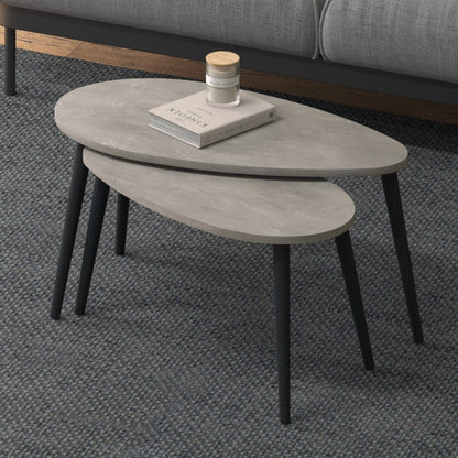 Τραπεζάκι σαλονιού σετ 2 τμχ Spline Megapap χρώμα γκρι ρετρό 80x40x46εκ. - Hippiehome.gr