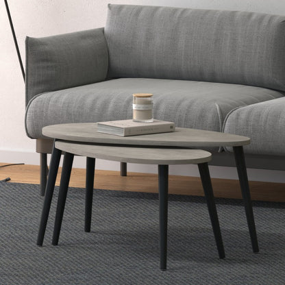 Τραπεζάκι σαλονιού σετ 2 τμχ Spline Megapap χρώμα γκρι ρετρό 80x40x46εκ. - Hippiehome.gr