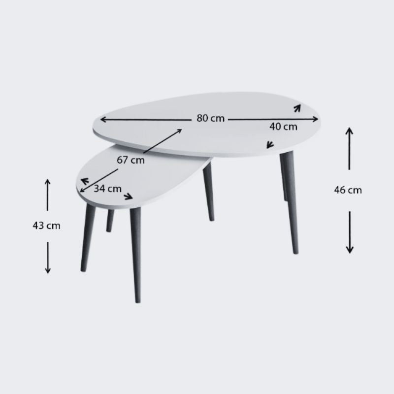 Τραπεζάκι σαλονιού σετ 2 τμχ Spline Megapap χρώμα γκρι ρετρό 80x40x46εκ. - Hippiehome.gr