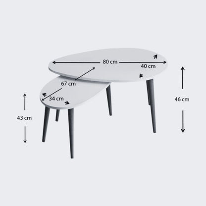Τραπεζάκι σαλονιού σετ 2 τμχ Spline Megapap χρώμα γκρι ρετρό 80x40x46εκ. - Hippiehome.gr