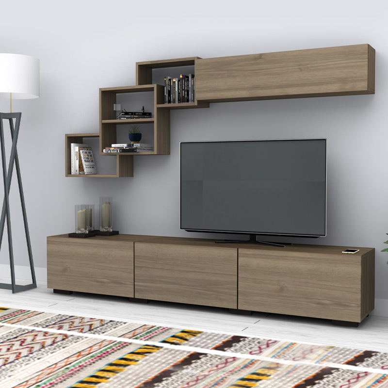 Σύνθεση τηλεόρασης Free Megapap χρώμα καρυδί 210x35x38εκ. - Hippiehome.gr