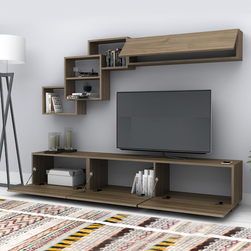 Σύνθεση τηλεόρασης Free Megapap χρώμα καρυδί 210x35x38εκ. - Hippiehome.gr