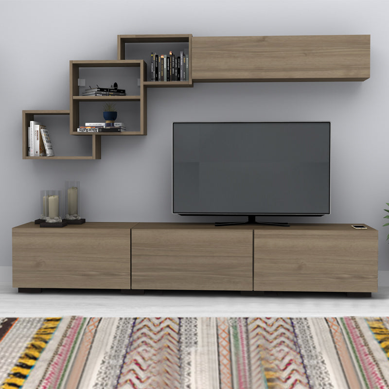 Σύνθεση τηλεόρασης Free Megapap χρώμα καρυδί 210x35x38εκ. - Hippiehome.gr