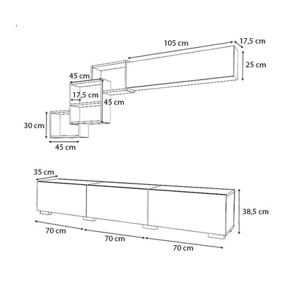 Σύνθεση τηλεόρασης Free Megapap χρώμα καρυδί 210x35x38εκ. - Hippiehome.gr