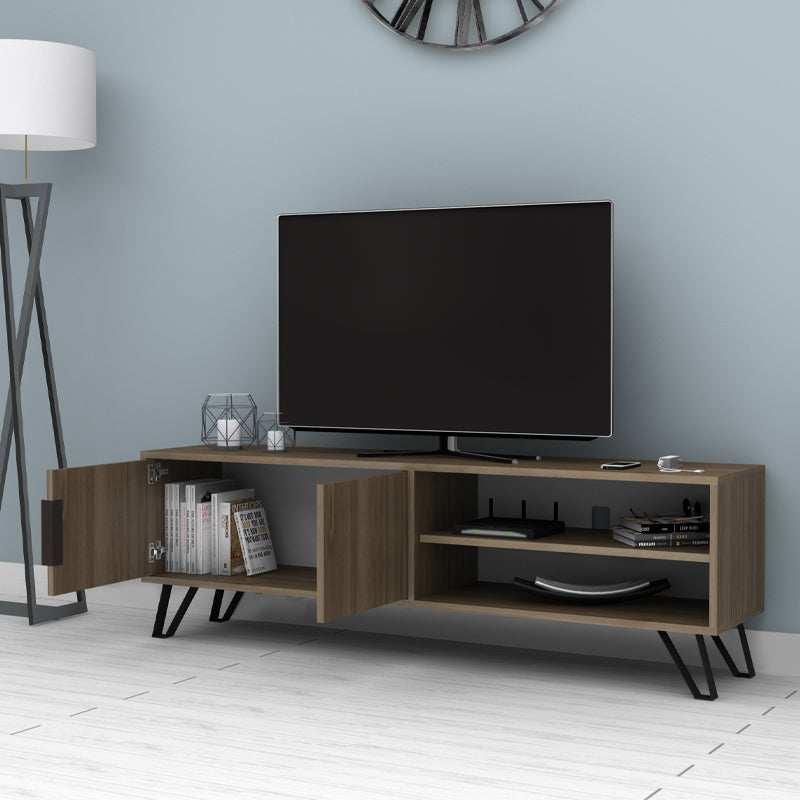Έπιπλο τηλεόρασης Foot Megapap χρώμα καρυδί 160x35x49εκ. - Hippiehome.gr